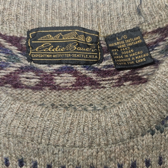 Vintage Eddie Bauer Fair Isle Wool Sweater Size L - Picture 3 of 5